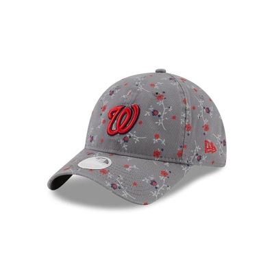 Grey Washington Nationals Hat - New Era MLB Blossom 9TWENTY Adjustable Caps USA2970346